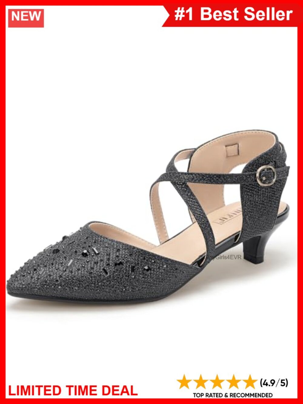 Women's Closed Toe Kitten Heel Dress Pumps Pointed Toe Ankle Strap